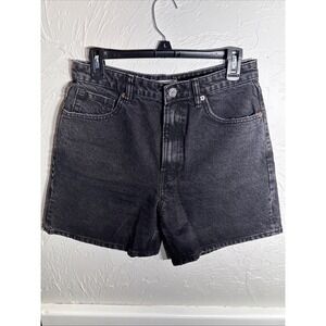 Zara WMNs 8 Black Washed High Rise Bermuda Mom Denim Jean Shorts Distressed